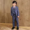 Suits Children Formal Wedding Suit Kids Plaid Jacket Vest Pants Photograph Dress Boys Birthday Tuxedo Suit Children Graduation CostumeHKD230704