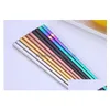 Chopsticks Glossy Titanium Plated Anti Scalding High-Grade 304 Stainless Steel Rainbow Golden Black Square Drop Delivery Home Garden Dhyxm