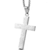 Pendant Necklaces Engagement Religion English Bible Cross Necklace Silver Color Women's Stainless Steel Crucifix Christian P810