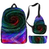 Éléments personnalisés tie-dye impression couleur numérique 3D sac à bandoulière sac à bandoulière sac à crayons trois ensembles 0708-111