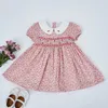 Girl s Dresses Kids Little Girls Handmade Smocked Floral Flower Print 2023 Spring Summer Toddler Girl Princess Vintage Smock Dress 230704