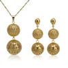 Necklace Earrings Set And For Women Circle Ball Stitching Dubai 24k Plated Gold Pendant Party Gift Accessories