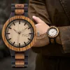 Wristwatches BOBO BIRD Couple Zabra Wooden Quartz es for Men Women Fashion Luxury Christmas Gift Customized Drop shipping 0703