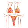 Damen-Bademode, Bandeau-Bademode, weiblich, Print-Bikini, 2023, hoch geschnittener Badeanzug, Damen-Badeanzug mit hohem Schnitt, Sport, 2-teiliges Set, Biquini, L5, J230704