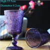 Atacado! Lâmpada de vinho em vidro manchado em relevo estilo europeu 270ml taças grossas 7 cores presentes de decoração de casamento GG0915