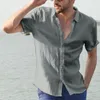 Männer Casual Shirts 2023 Sommer Einfarbig Revers Kurzarm Hemd Strickjacke Plus-größe S-3XL