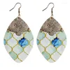 Boucles d'oreilles pendantes 2023 Portugal carrelage motif ovale en cuir pour les femmes mode déclaration commune Paisley bijoux en gros