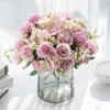 Torkad blommor stil konstgjorda hortensia tusenskönor och rosor blandade högkvalitativa buketter hem bröllop dekoration