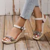 Heel Summer Wedge Sandals Women Platform Strap Open Toe Chunky Bottom Fashion Casual Shoes 2024 Plus Size 5