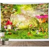 Tapisseries Conte de fées Forêt Tapisserie Nénuphar Arbres Magiques Maisons Tenture Murale Tapisseries pour Enfants Chambre Salon Dortoir Décor