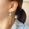 Dangle Earrings Arrivals Gold Color Clear Stone Sround Different Size Heart Linked Drop For Women Girl Elegant Gorgeoous Jewelry