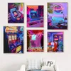 Neon Synthwave Arcade Zone Droom Posters Canvas Schilderij Spel Speelkamer Wall Art Foto Voor Cafe Club Kamer Woondecoratie w06