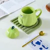 Tazze Creative Wogua Serie di tazze in ceramica Tazza di zucca ondulata e divertente amaro con coperchio Cucchiaio Must-have per regali di bicchieri