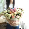 Decorative Flowers Hydrangeas Chrysanthemum Bundle Plant Artificial Fake Bouquet For Wedding Party Event Home Decoration Festival Decor