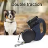 Dog Collars Double Traction Rope Leash With LED Light Poop Bag Holder Retractable Pet Belt Portable Rotation