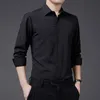 Men s Tracksuits Long Sleeved Business Casual Shirt Men 2023 Slight Elasticity Solid Color Slim Dress Shirts Male White Black Blue Top 230704