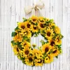 Fleurs décoratives 40 cm Tournesol Artificiel Guirlande Guirlande Rotin Fête De Mariage Faux Fleur Porte Balcon Décoration D'été Ferme