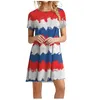 Casual Jurken Vrouwen Party Dames Zomer Onafhankelijkheidsdag Print Losse Ronde Hals Ronde Hals Korte Mouwen Jurk Mode Vestidos