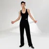 Stage Wear Sleeveless Deeep O Neck Tops Male Latin Dance Cloth For Men Dresses Competition Ballroom Dancing Costume YD86