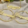 Dangle Chandelier DOREMI One Name Earrings and Necklace set Tile Chain Round Regular Hoops Custom Letter Hoop Personalized 230704