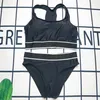 Maiôs de grife verão luxo letra impressão maiô feminino moda sexy poliéster roupa de banho de duas peças tanquínis de alta qualidade maiô praia arenosa piscina iate