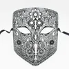 Золотой серебряный цвет Полно лицо Bauta Phantom Cosplay Maskerade Mask Black Metal Shield Shield Mardi Gras Joker Party Mask L230704