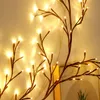 LED Işık Ağaç Şubesi Işık Söğüt Ağacı Işık Rattan Asma Noel Dekorasyon Işık Gece Işık Sıcak Beyaz Vine Dize Işıklar 144LED USB Oda için Powered