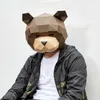 Nytt Smile Teddy Bear Head Cover Kreativa handgjorda leksaker 3D Animal Mask Carnival Party Supplies Gör-det-själv pappersmask L230704