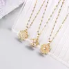 High Grade Round Flower Rotatable Pendant Necklace Stainless Steel Chain Geometric Choker Jewelry Party Gifts For Women Girls L230704