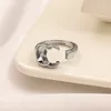 Luksusowa marka złoty pierścionek marki litery obrączki stop mosiądzu otwarte pierścionki projektant mody luksusowy kryształowy pierścionek z perłą dla kobiet biżuteria ślubna prezenty