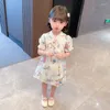 Abbigliamento etnico Ragazze Hanfu Qipao Gonna Estate Sottile Bambina Super immortale Abito in stile cinese Chiffon per bambini Manica corta Stampato