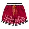 YF rhude Basketball-Shorts für Herren, Sommer, Strandmode, Netzgewebe, atmungsaktiv, schweißableitend, Fitness-Shorts