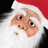 Christmas Party Santa Claus Mask Latex Mask Outdoor Ornament Beautiful Santa Costume Masquerade Wig Beard Dress up Xmas Gift L230704