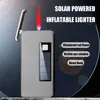 New Solar-powered Rechargeable Windproof Red Flame Visible Gas Window Cigar Lighter Small Gift Male 2ZQ5