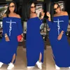 vestidos maxi para mulheres Faith Letter Print Manga Curta DrSummer Streetwear Senhoras Casuais Vestidos Divididos Sexy X0529