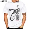 メンズ Tシャツおかしい自転車私は乗るので私は長いプリント Tシャツ夏のメンズ半袖バイクプリント白カジュアルトップスヒップホップボーイ Tシャツ Z230706