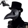 33x22cm Plague Doctor Mask Black Long Nose Bird Beak Cosplay Steampunk Skrämmande mask för festivalfest Kostym rekvisita Dekor L230704