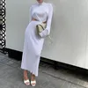 Casual Dresses Elegant Women's Solid Color Long-sleeved Long Skirt Temperament Slim Sexy Twisted Front Hollow Tight Dress