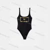 Designerskie stroje kąpielowe damskie luksusowe pływanie seksowny wzór w cętki pasek alfabet seksowny strój kąpielowy jednoczęściowy strój kąpielowy