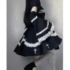 Sukienki na co dzień pokojówka Kawaii sukienka kobiety kostiumy drążą estetyczne Cosplay koronkowe wykończenia Y2k ubrania Anime Woman.