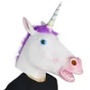 Unicorn Horse Cadılar Bayramı Maskeleri Ürpertici Parti Deluxe Yenilik Kostüm Partisi Cosplay Prop Lateks Kauçuk Ürpertici Kafa Tam Yüz Maskesi L230704