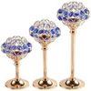 Candle Holders Luxury Candlestick Stand Plated Blue Crystal Holder For Decorative