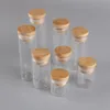 Gordijnen 12 stks/partij 10 ml 15 ml 20 ml 25 ml 30 ml 40 ml 45 ml 50 ml 60 ml Glas Lege Flessen met Bamboe Caps Kruidenpotjes Glazen Schepen Diy Ambachten