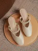 Women 151 Sandals Slippers Fashion Pearl Strange Mid Heels Ladies Wedding Shoes Woman Mules Plus Size