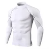 Herr T-shirts Bodybuilding Sport Slim Top Quick Dry Löpartröja Långärmad kompression Sportkläder Fitness Tight