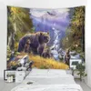 Tapisseries 3D Ours Animal Tapisserie Belle Bande Dessinée Ours Brun Tenture Murale Faune Tapisseries Chambre Salon Dortoir Couverture Murale Tissu