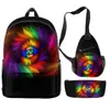 Éléments personnalisés tie-dye impression couleur numérique 3D sac à bandoulière sac à bandoulière sac à crayons trois ensembles 0708-111