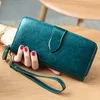 Wallets Genuine Leather Womens Wallet Fashion Vintage Oil Wax Cowhide Clutch Purse Card Holder For Women