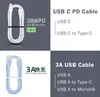 Trending Oem Fast Charging Cable Pd 20w 60w Usb Type-c micro usb Carica cavo dati USB in scatola di visualizzazione cavo colorato