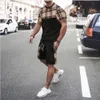 MEN S TRACHSUITS يضع شارع الشارع الذكور TSHIRT مجموعة الصيف الشاطئ الفاخرة ثلاثية الأبعاد للرجال ملابس التقطيع الضخمة الحجم